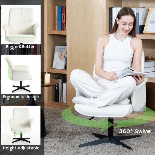 Thomasina Adjustable Office Chair in Beige & Suede Brown