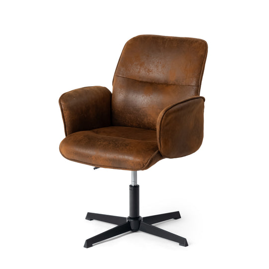Thomasina Adjustable Office Chair in Beige & Suede Brown