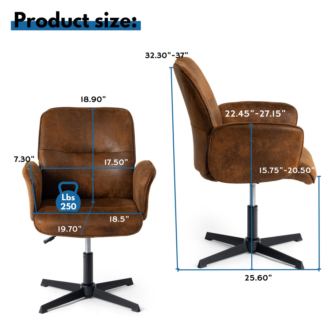 Thomasina Adjustable Office Chair in Beige & Suede Brown
