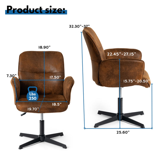 Thomasina Adjustable Office Chair in Beige & Suede Brown