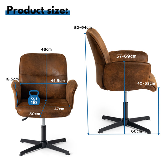 Thomasina Adjustable Office Chair in Beige & Suede Brown