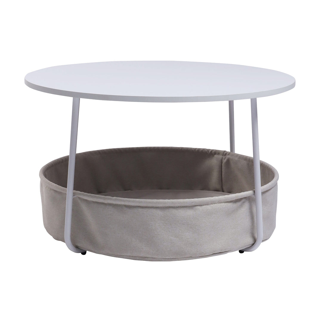 Modern white coffee table with a minimalist design, perfect for contemporary interiors.