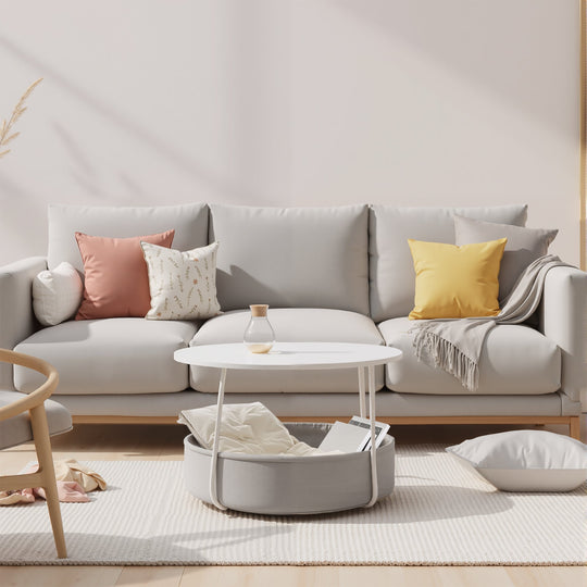 Modern white coffee table with a minimalist design, perfect for contemporary interiors.