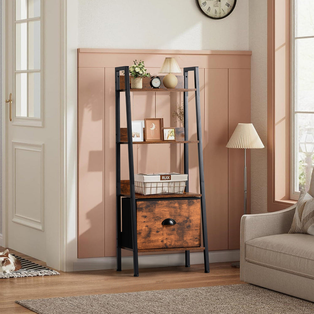 Vera Ladder Bookshelf with Removable Drawer