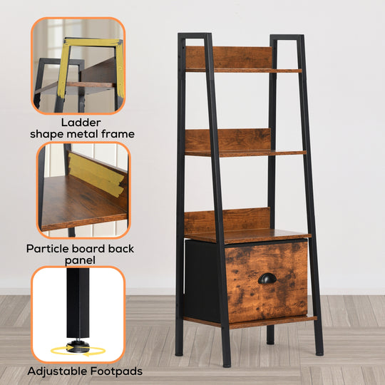 Vera Ladder Bookshelf with Removable Drawer