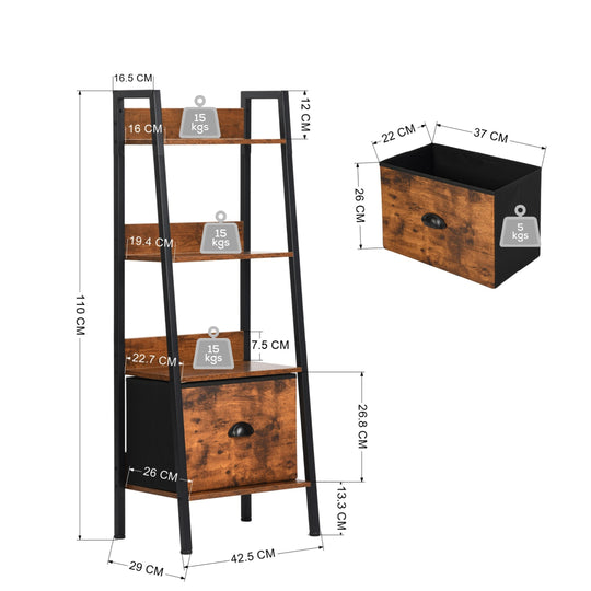 Vera Ladder Bookshelf with Removable Drawer