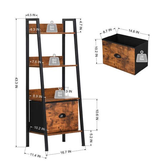 Vera Ladder Bookshelf with Removable Drawer