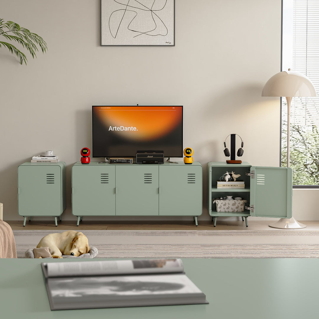 walnut nightstand - grey metal - compact bedside storage for bedroom or dorm room