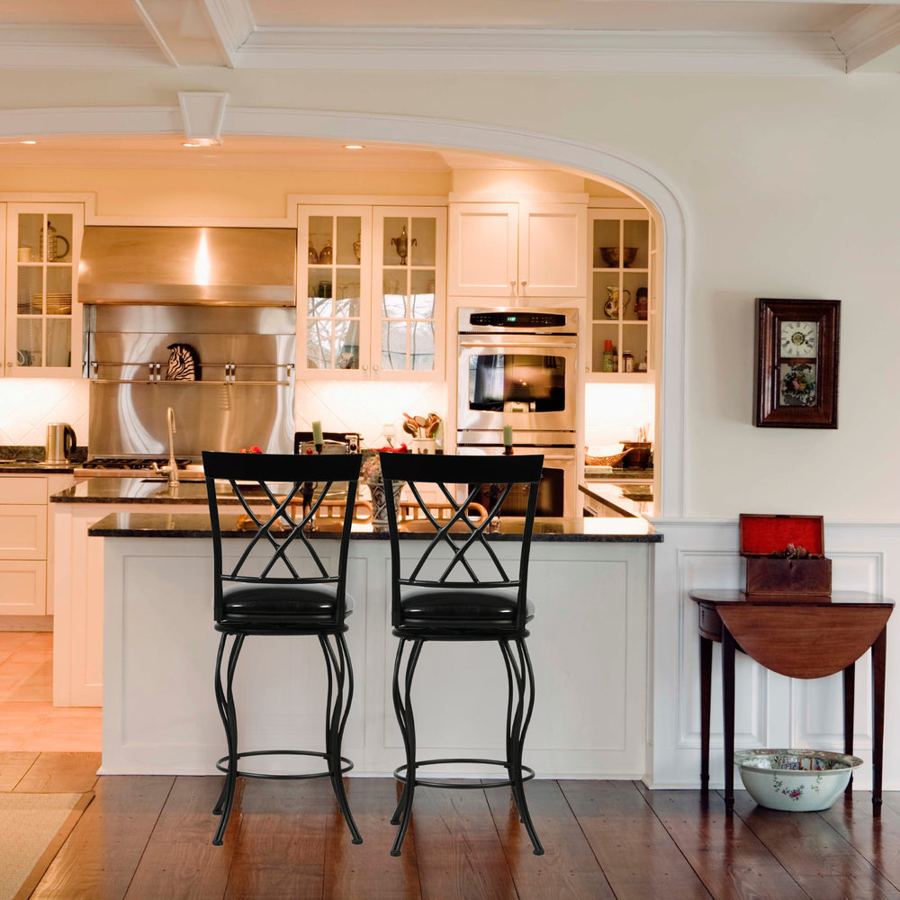 Wichita  Black Swivel Bar Stools With Comfortable Cushioned Seats-HOMY CASA