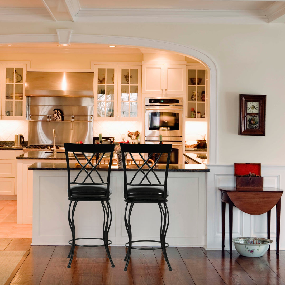 Wichita  Black Swivel Bar Stools With Comfortable Cushioned Seats-HOMY CASA