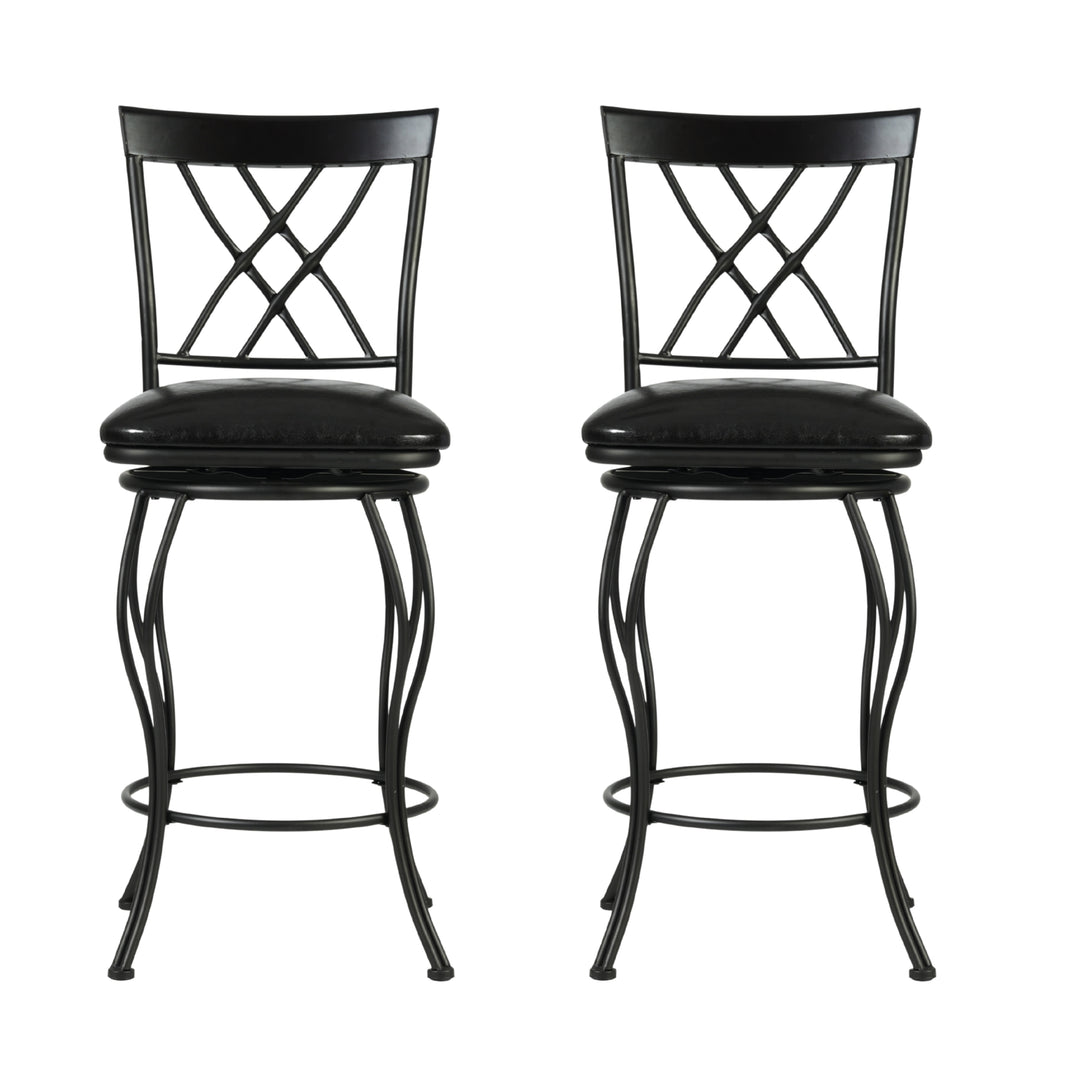 Wichita  Black Swivel Bar Stools With Comfortable Cushioned Seats-HOMY CASA
