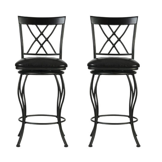 Wichita  Black Swivel Bar Stools With Comfortable Cushioned Seats-HOMY CASA