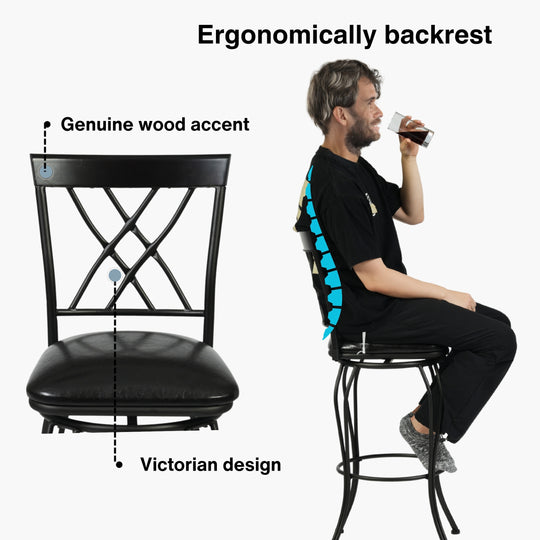 Wichita  Black Swivel Bar Stools With Comfortable Cushioned Seats-HOMY CASA