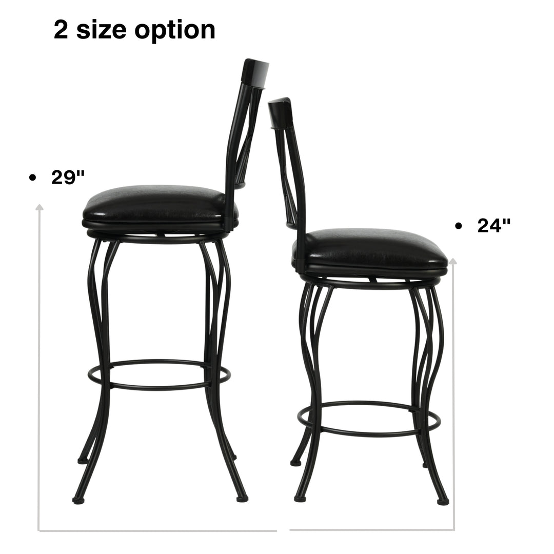 Wichita  Black Swivel Bar Stools With Comfortable Cushioned Seats-HOMY CASA