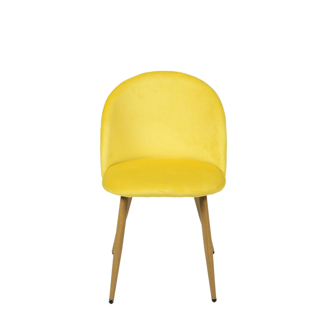 Zomba upholstery Dining Chairs, Boucle or Velvet Fabric, Oak look Metal Legs