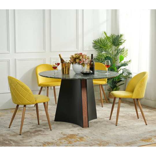 Zomba upholstery Dining Chairs, Boucle or Velvet Fabric, Oak look Metal Legs
