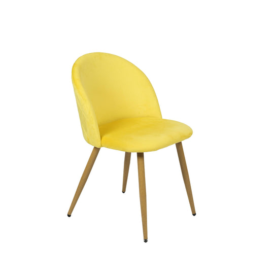 Zomba upholstery Dining Chairs, Boucle or Velvet Fabric, Oak look Metal Legs