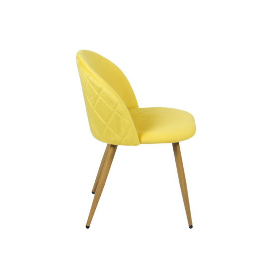 Zomba upholstery Dining Chairs, Boucle or Velvet Fabric, Oak look Metal Legs