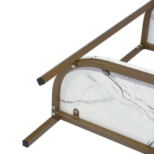 Load image into Gallery viewer, Homy Casa 39.4 in. White Manufactured Wood Top Half Moon Gold Metal Frame Console Table
