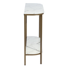 Load image into Gallery viewer, Homy Casa 39.4 in. White Manufactured Wood Top Half Moon Gold Metal Frame Console Table
