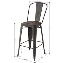 Load image into Gallery viewer, HomyCasa + Industrial 29 Inch Metal Bar Stools Set of 2 with Splat Back and Solid Wood Seat, Tolix Style Stackable Stools for Kitchen, Bistro, Pub
