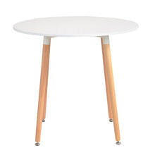 Load image into Gallery viewer, White Rookie Top Rectangular Dining Table with Round Beech Wood Legs SQUARE
