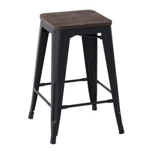 Load image into Gallery viewer, HomyCasa Industrial 24 Inch Metal Counter Height Stools Wholesale Pallet package with Solid Wood Seat, Tolix Style Backless Stackable Stools for Kitchen, Bistro, Pub

