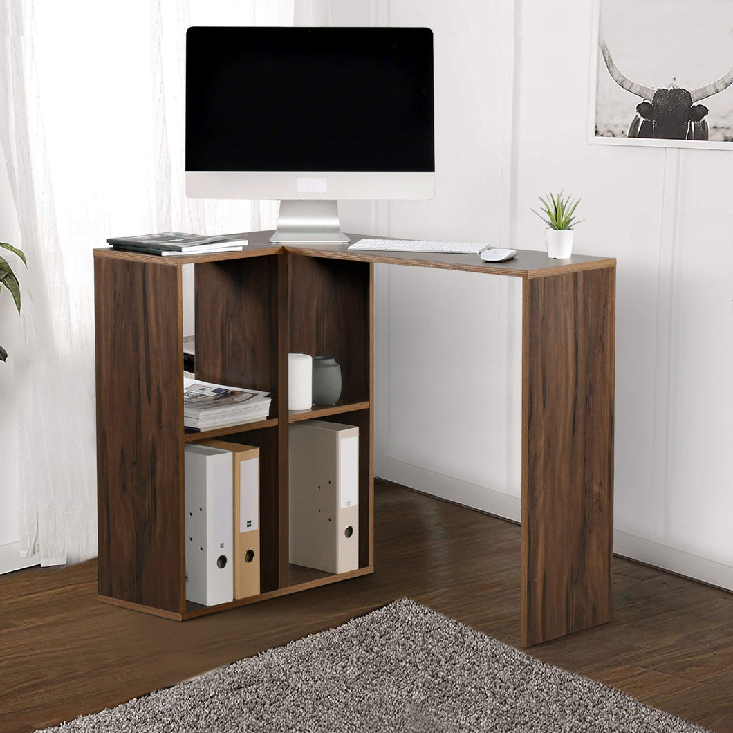 L-shaped desk ideal for small spaces, with integrated shelves - BAILLIE