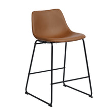 Load image into Gallery viewer, Modern Faux leather Cover seat and back Metal Round Leg Barstool
