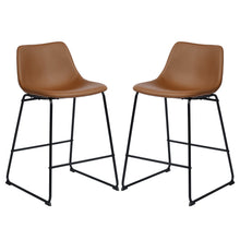 Load image into Gallery viewer, Modern Faux leather Cover seat and back Metal Round Leg Barstool
