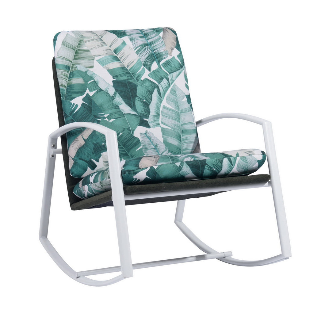 Modern rocking chair with plant motif with backrest and upholstered seat - BESSEMER