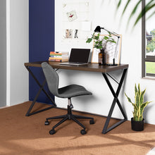 Load image into Gallery viewer, Modern black and wood desk with an original and graphic structure - BRANTLEY
