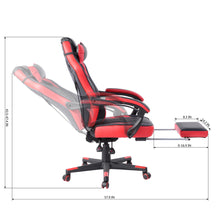 Load image into Gallery viewer, Ergonomic Gaming Chair with Footrest Lumbar Support, Faux Leather - BURGENDY
