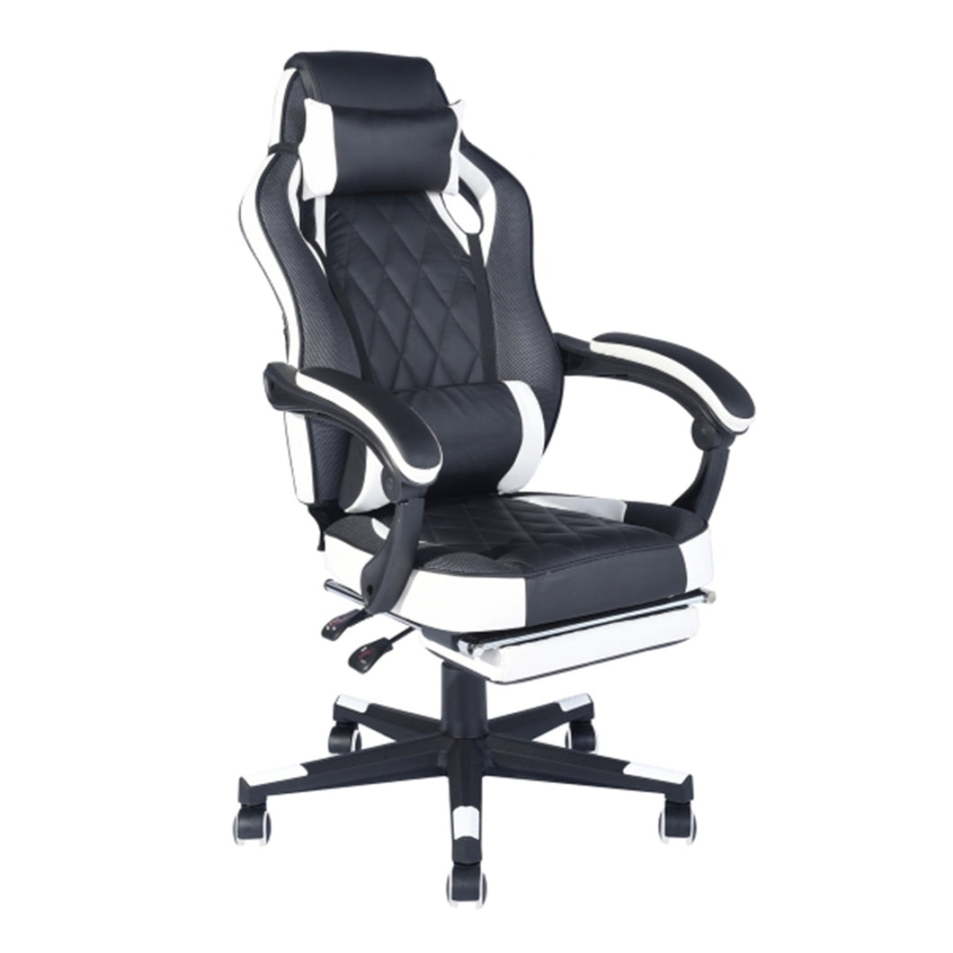 Adjustment White Footrest Headrest and Lumbar Support E-Sports Swivel Chair