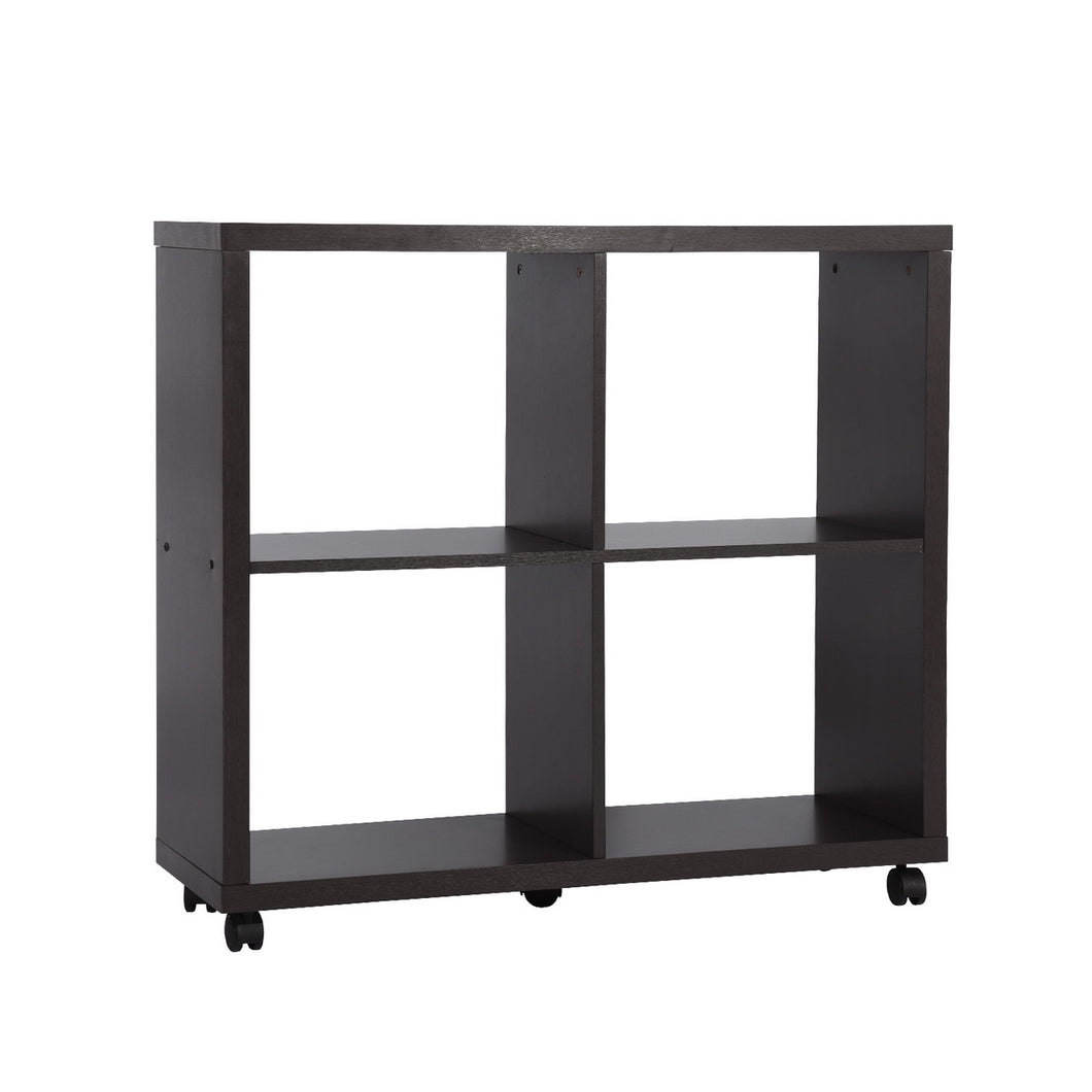 HomyCasa 4 Cubes Bookcase with Wheels Movable
