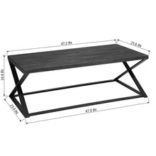 Load image into Gallery viewer, Modern coffee table with black wood effect and black metal frame - CARVALHO
