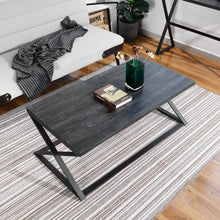 Load image into Gallery viewer, Modern coffee table with black wood effect and black metal frame - CARVALHO
