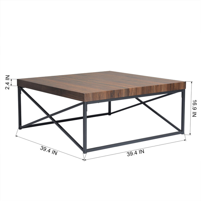 Living Room Classic Design Wood painting Metal Leg Coffee Table - HomyCasa
