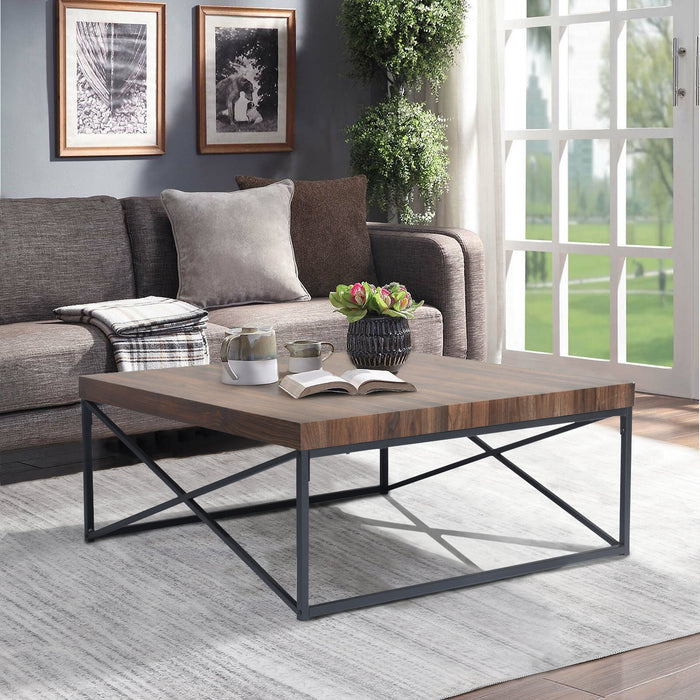 Living Room Classic Design Wood painting Metal Leg Coffee Table - HomyCasa