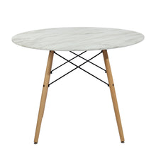 Load image into Gallery viewer, Modern round dining table for 4 persons with white marble effect - CHAD
