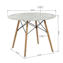Load image into Gallery viewer, Modern round dining table for 4 persons with white marble effect - CHAD
