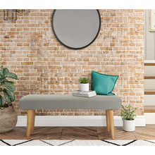 Load image into Gallery viewer, Wide Rectangle Ottoman Fabric Bench for Living Room Bedroom Beige
