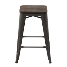Load image into Gallery viewer, HomyCasa Industrial 24 Inch Metal Counter Height Stools Wholesale Pallet package with Solid Wood Seat, Tolix Style Backless Stackable Stools for Kitchen, Bistro, Pub
