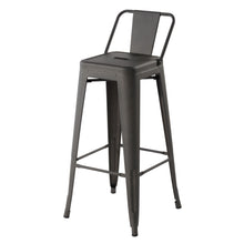 Load image into Gallery viewer, HOMYCASA Industrial 29 Inch Metal Bar Stools Set of 2 with Low Back, Tolix Style Stackable Stools for Kitchen, Bistro, Pub
