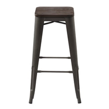 Load image into Gallery viewer, HomyCasa Industrial 29 Inch Metal Bar Stools Wholesale Pallet package with Solid Wood Seat, Tolix Style Backless Stackable Stools for Kitchen, Bistro, Pub
