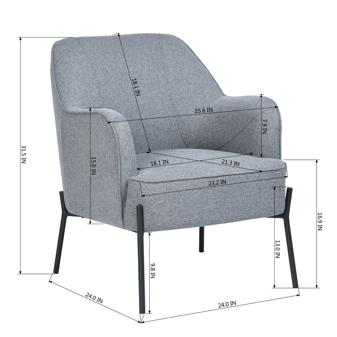 Dugan Modern Minimalist Design Grey Fabric Leisure Accent Chair-HOMY CASA