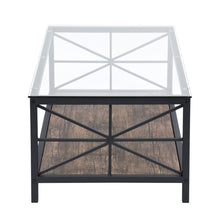 Load image into Gallery viewer, Living Room Black Glass Top Wooden Base Coffee Table - GRAIN GLASS
