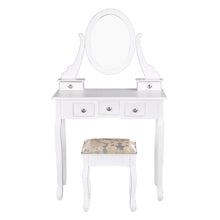 Load image into Gallery viewer, HomyCasa White Makeup Vanity Table Set Jewelry Divider Dressing Table and Stool
