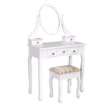 Load image into Gallery viewer, HomyCasa White Makeup Vanity Table Set Jewelry Divider Dressing Table and Stool
