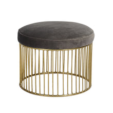 Load image into Gallery viewer, Modern Living Room Round multicolor Fabric seat Gold Metal basket shape Legs Ottoman
